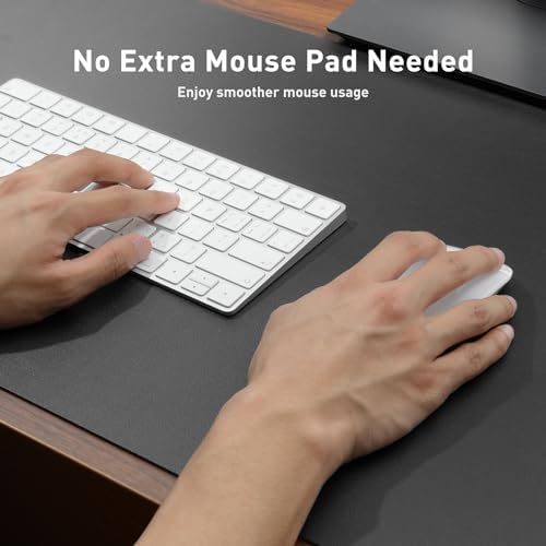 Aothia Leather Desk Pad Protector, Mouse Pad, Office Desk Mat, Non-Slip PU Leather Desk Blotter, Laptop Desk Pad, Waterproof Desk Writing Pad for Office and Home (Gray,36" x 17") - Image 4