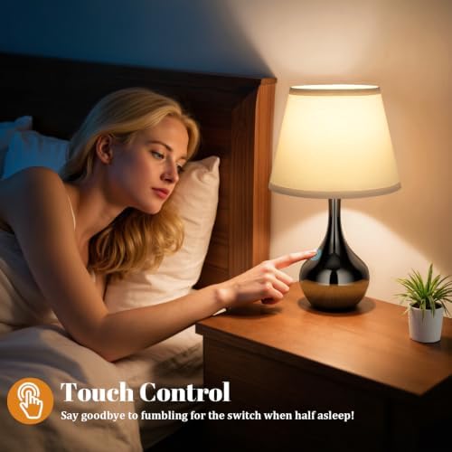 16.1" Touch Table Lamp for Nightstand, 3 Way Dimmable Small Bedroom Lamp - Image 3