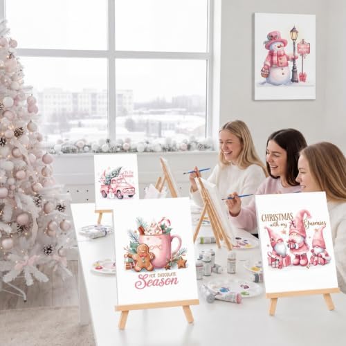 Zhanmai 72 Pcs 12 Sets Sip and Paint Kit Pre Drawn Canvas for Painting 8" x 10" Paint Party Canvas Painting Pre Printed Canvases for Party Favor DIY Adult's Date Night(Pink Pretty) - Image 5