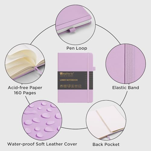 &And Per Se Lined Journal Notebook, 160 Pages, A5 5.7 x 8 inches College Ruled Thick Paper Notebook Journals for Writing, Hardcover Notebooks for Women Men Office School (1 Pack, Lavender) - Image 4
