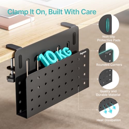 PEGZONE Desk Side Storage Organizer, Fits Flat Edge 0.4" to 2.2", Black - Image 4