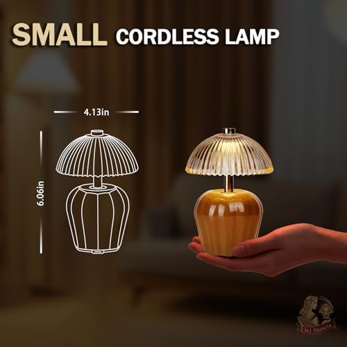 MJ PREMIER Rechargeable Table Lamp, Small Cordless Lamp with Timer, Brown - Image 2