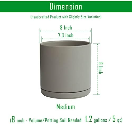 D'vine Dev 8 Inch Ceramic Planter Pot, Grey, 94-O-D-3 - Image 3