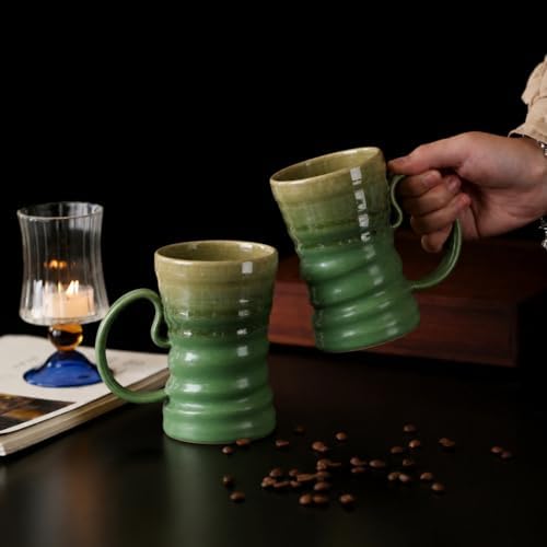 17oz Large Unique Cool Tall Handmade Ceramic Coffee Mug with Comfortable Big handle, Big Pottery Tea Mug, Artisanal Stoneware Coffee cup, Rustic Lead-free Tea Cups, Microwave safe Coffee Cup - Image 3