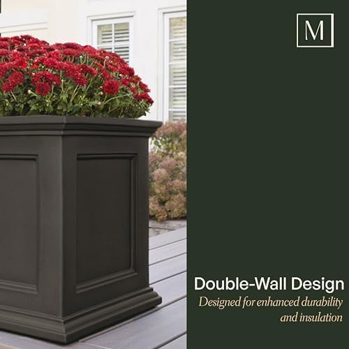 Mayne Fairfield 20in Self-Watering Square Planter, Graphite Grey - Image 5