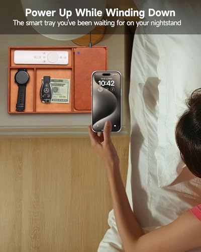 Valet Tray, Built in Wireless Charging Pad, Nightstand Organizer - Image 3