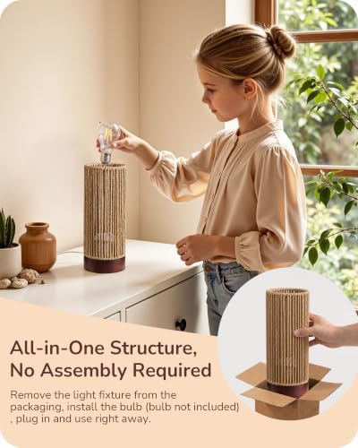 EDISHINE 9.85IN Wood Table Lamp, E26 Socket, No Assembly Required - Image 5