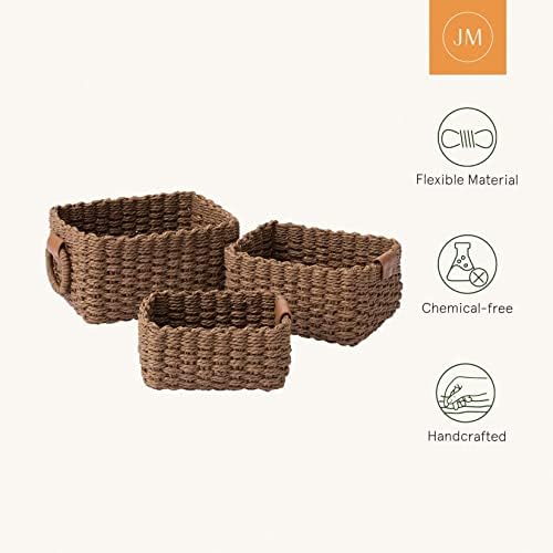 LA JOLIE MUSE Small Wicker Baskets for Organizing, Brown 3 Pack - Image 5