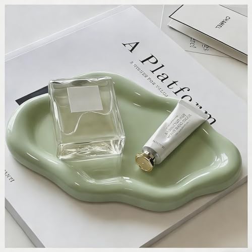 Small Trinket Dish Jewelry Tray for Women, Cute Ceramic Cloud Tray, Jewelry Ring Holder Dish for Keys, Candles, Perfume, Vanity Nightstand Decor Jewelry Plate Bowl, Friendship Birthday Gifts for Mom by BESSKON