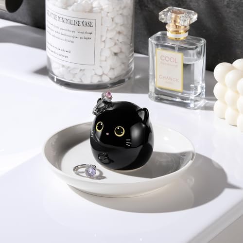 PUDDING CABIN Cat Lover Gifts for Women, Black Cat Ring Holder Dish for Jewelry Rings Earrings Necklace Watch Keys, Birthday Christmas Engagement Wedding Gifts - Image 5