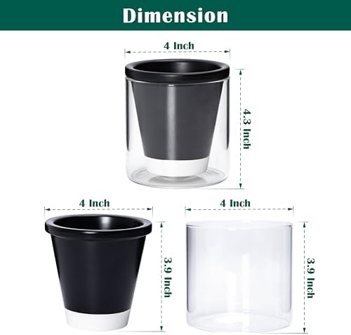 D'vine Dev Self-Watering Black Terracotta Planter Pot, 4 in, 37-X-A-3 - Image 3