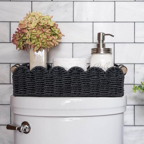 CubesLand Scalloped Toilet Paper Storage Basket W/Handle for Home Decor - Image 2