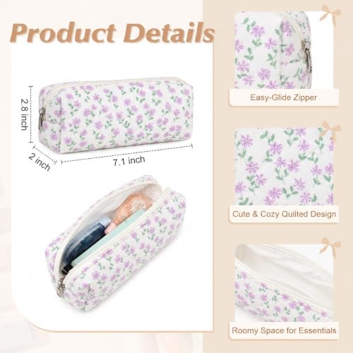 22Pcs Book Annotation Kit Aesthetic Pencil Case with Supplies School Annotation Supplies Gel Pen Transparent Sticky Note Taking Bible Study College Stationery Supplie (Lavender Floral) - Image 3