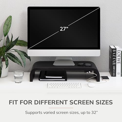 Anji Mountain Monitor Stand for Desk - Desktop Organizer & Laptop Riser, Ergonomic Monitor Riser, Space-Saving, Durable, Easy Assembly & Ideal for Home & Office, Black, Power Edition - Image 5