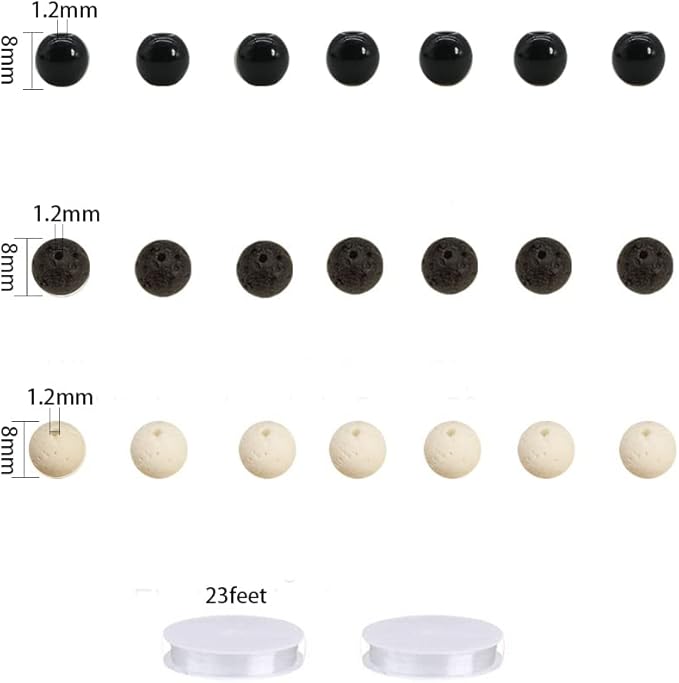 Pamir Tong 600PCS Black Glass Round Beads Bulk， Imitative Jade Beads, Lava Beads, Bracelet Loose Beads for Jewelry Making Earring, Necklaces, and DIY Crafts (8mm Black)