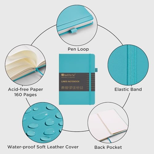 &And Per Se Lined Journal Notebook, 160 Pages, A5 5.7 x 8 inches College Ruled Thick Paper Notebook Journals for Writing, Hardcover Notebooks for Women Men Office School (1 Pack, Cerulean Blue) - Image 4