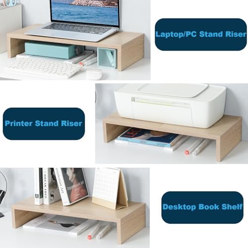 TEAMIX 20 inch Wood Monitor Stand Riser, Wooden Desktop Stand Shelf, Maple - Image 3