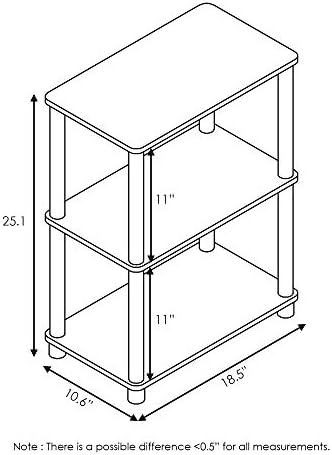 Furinno TURN-N-TUBE Storage Shelves, 3-Tier Book Shelf, Corner Shelf, Toolless Open Shelves, for Organization and Storage, Living Room, Garage, Home Office, Espresso - Image 2