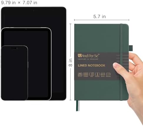 &And Per Se Lined Journal Notebook, 160 Pages, A5 5.7 x 8 inches College Ruled Thick Paper Notebook Journals for Writing, Hardcover Notebooks for Women Men Office School (1 Pack, Green) - Image 2