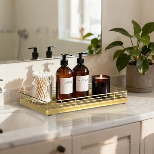 Bathroom Vanity Tray, 13" x 8" Oak Decorative Wooden Tray for Countertop - Image 2
