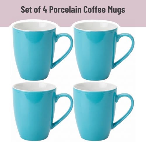 BTaT- Porcelain Coffee Mugs Set, 16 Ounces, 4 Pack, Turquoise Ceramic Coffee Mugs with Handle, Restaurant Cups for Mocha, Tea, Cappuccino, Cocoa, Cereal, Mug Gift Set, Dishwasher and Microwave Safe - Image 2