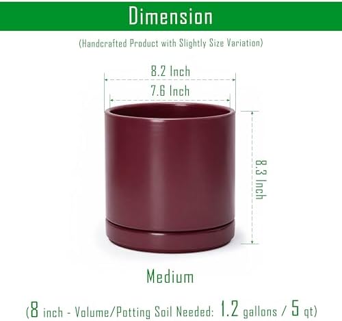 D'vine Dev 8 Inch Ceramic Planter Pot, Cordovan, 94-O-D-4 - Image 3