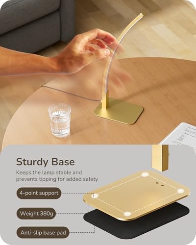 EDISHINE Curved LED Table Lamps for Living Room, Modern Bedside Lamp, Gold - Image 6
