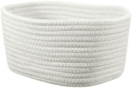 uxcell Small Woven Basket, 8.3x5.9x4.7 Inch Rectangular Rope Basket Decorative Gift Chest Box Cute Mini Woven Storage for Organizing Shelf Storage Bedroom Home Decor, White by uxcell