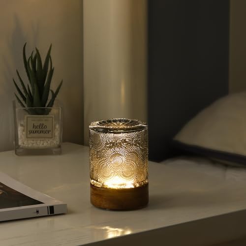 Mini Soft Warm Light Lamp Battery Operated Portable Night Light with Timer, Small Glass Vintage Dim Sleep Nightlights, Battery Powered Wireless Night Lights for Adults (1), M2-1-4 by Unknown