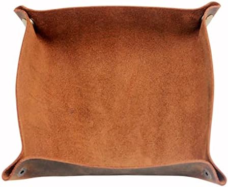 boshiho Valet Tray for Men, Leather Jewelry Catchall Key Phone Coin Box Change Caddy Bedside Storage Box (Dark Brown) - Image 3