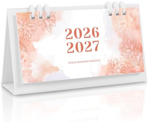 Small Desk Calendar 2026-2027, Pink Monthly Desktop Calendar - Runs From September 2026 Until December 2027, 6.3" x 3.1", Mini Standing Flip 2026 Calendar for Home, School and Office Supplies by ZUOZEELightyoureveryday