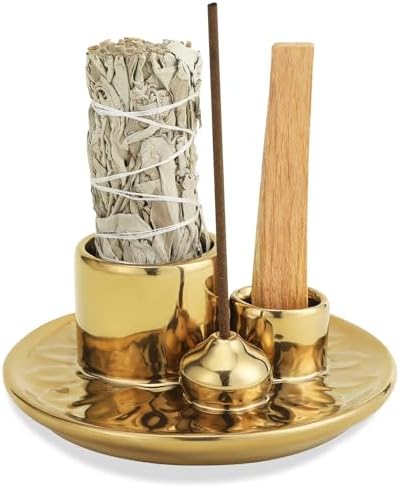 Ceramic Palo Santo and Sage Incense Holder, Golden by ToolSentryX