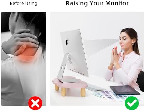 AFOOYO Monitor Stand Riser,Cloud Shape Wood Computer Monitor Stand, 16.5IN Monitor Stand Riser, Multi-Purpose Desktop Organizer Riser for Computer,Laptop,Printer,TV,Purple - Image 3