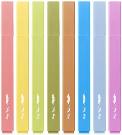 Mr. Pen- Aesthetic Highlighters No Bleed, 8 Pack, Assorted Colors | Chisel Tip, Cute Highlighters Assorted Colors for Journaling, Highlighting, Underlining, Fast Dry, Back to School Supplies by MrPen