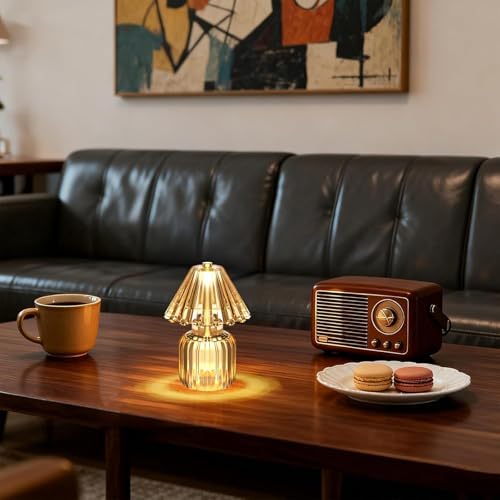 Small Battery Operated Lamp with Timer, Jelly Amber - Image 6
