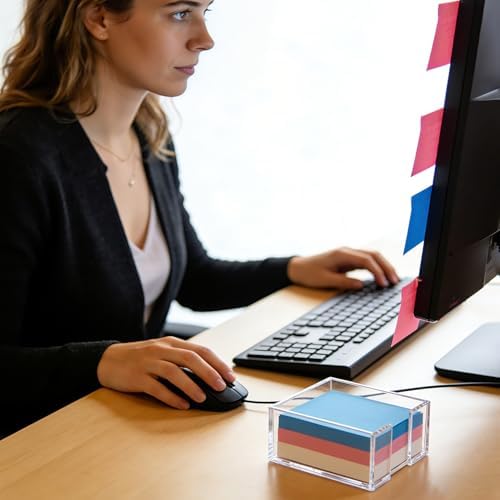 Clear Sticky Note Holder for Desk, Acrylic Sticky Note Dispenser 3x3 Inch - Image 6