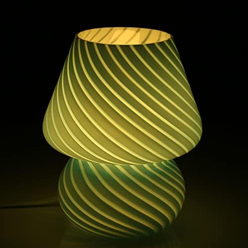 Mushroom Lamp,Glass Arctic Blue Mushroom Bedside Table Lamps Vintage Translucent Murano Style Striped Small Nightstand Desklamp Swirl Light for Home Decor, Dining, Living, Bedroom, Gift (Stripe Blue) - Image 6