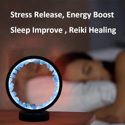 Runyangshi Celestite Crystal Night Light 8.6" Natural Raw Celestite Healing Stone Bedside USB Port 3 Colours Dimming Mode Bedroom Lamp Ideal Decor Gift - Image 6
