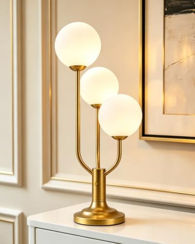 Lightdot Gold Globe Table Lamp for Bedroom Gift G9 Bulbs Included Dimmable by LightdotLighting