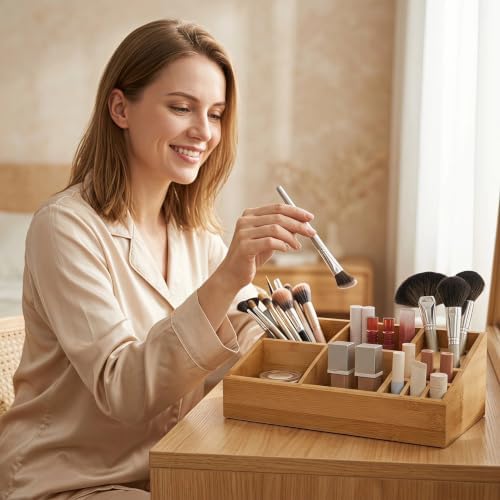 2 Pack Bamboo Art Supply Organizer - Image 5