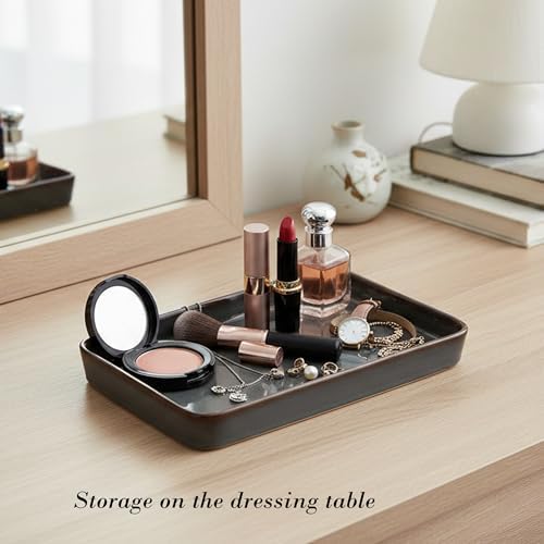 10"×6"×1" Bathroom Vanity Tray for Countertop- Ceramic Decorative Organizer Tray for Dresser Tops, Toilet, Perfume, Sponge Holder Soap Dish Dispenser for Kitchen Counter- Kiln-Transformed Purple - Image 5