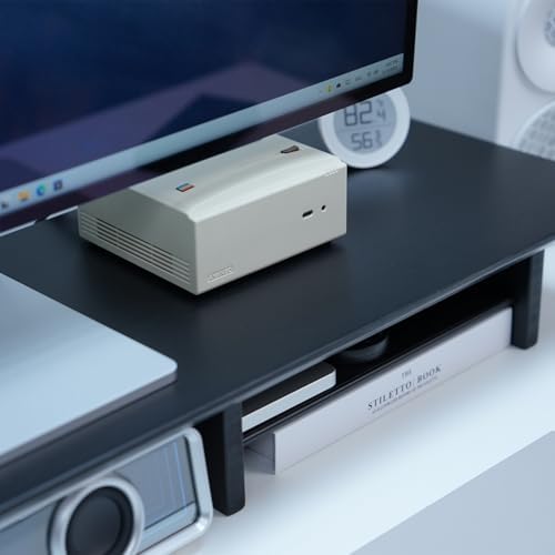 Bamboo Dual Monitor Stand Riser, 2-Tier Desk Shelf with Storage - Image 3