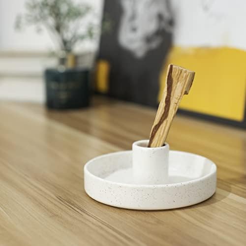 Palo Santo Holder, Ceramic Incense Holder for Palo Santo Sticks, Scent Wood Stand and Ash Catcher, Simple, Sturdy and Well Made Incense Burner, Cozy Speckled White - Image 4