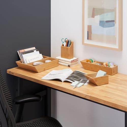 TRINITY EcoStorage 4-Piece Bamboo Desk & Drawer Organizer Set - Image 2