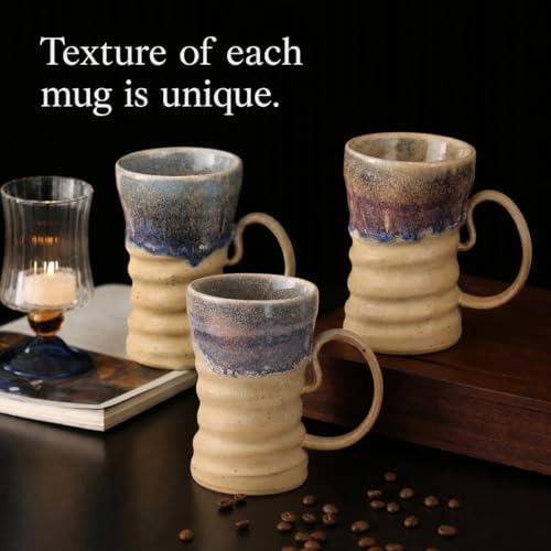 17oz Large Unique Cool Tall Handmade Ceramic Coffee Mug with Comfortable Big handle, Big Pottery Tea Mug, Artisanal Stoneware Coffee cup, Rustic Lead-free Tea Cups, Microwave safe Coffee Cup - Image 4