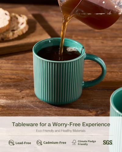 famiware Coffee Mug Set of 8, Star 12 oz Ceramic Mugs Cups Set with Handle - Image 6