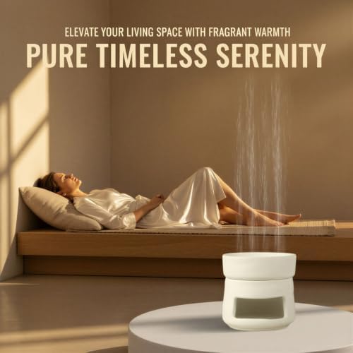 Ceramic Essential Oil Burner, White Nordic Cube Tealight Candle Holder, Modern Minimalist Aroma Diffuser, 3.9 in / 10 x 10 x 10 cm, with Separable Top Lid for Home Spa Decor - Image 3