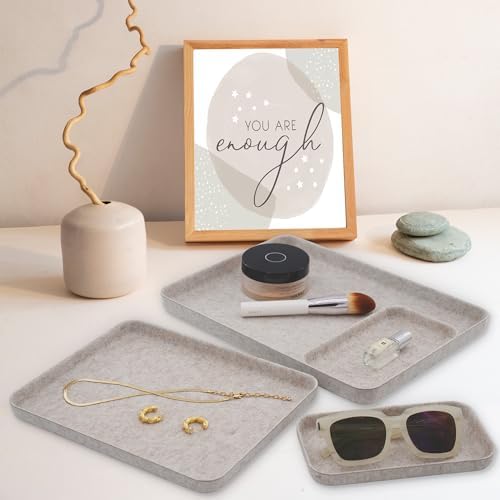 Welaxy Felt Nightstand Organizer 4pc Oatmeal Entryway Caddy DND Dice Tray - Image 3