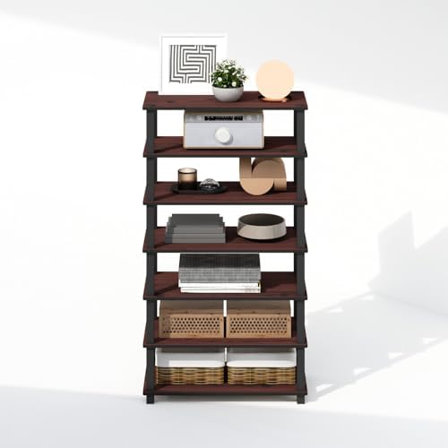 Furinno Turn-N-Tube Storage Shelves Set of 2, 4-Tier Stackable Standing Shelf, Open Corner Shelf, for Organization and Storage, Living Room, Garage, Home Office, Dark Cherry - Image 6