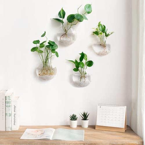 Mkono Wall Propagation Planters, 6 Pack Oblate Hanging Plant Holder Vase - Image 2